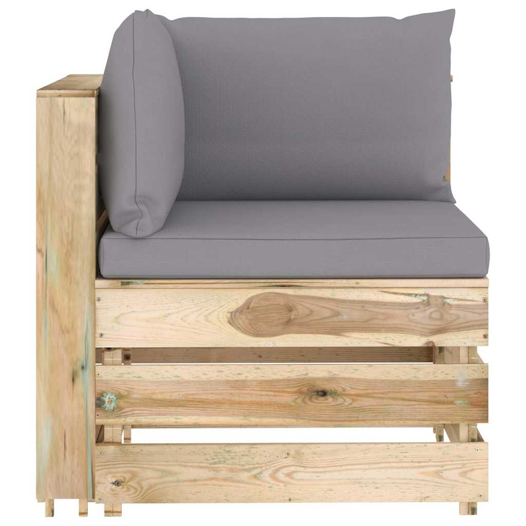 Set Salotto da Giardino con Cuscini 5 pz Legno Impregnato Verde