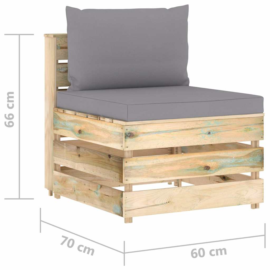 Set Salotto da Giardino con Cuscini 5 pz Legno Impregnato Verde