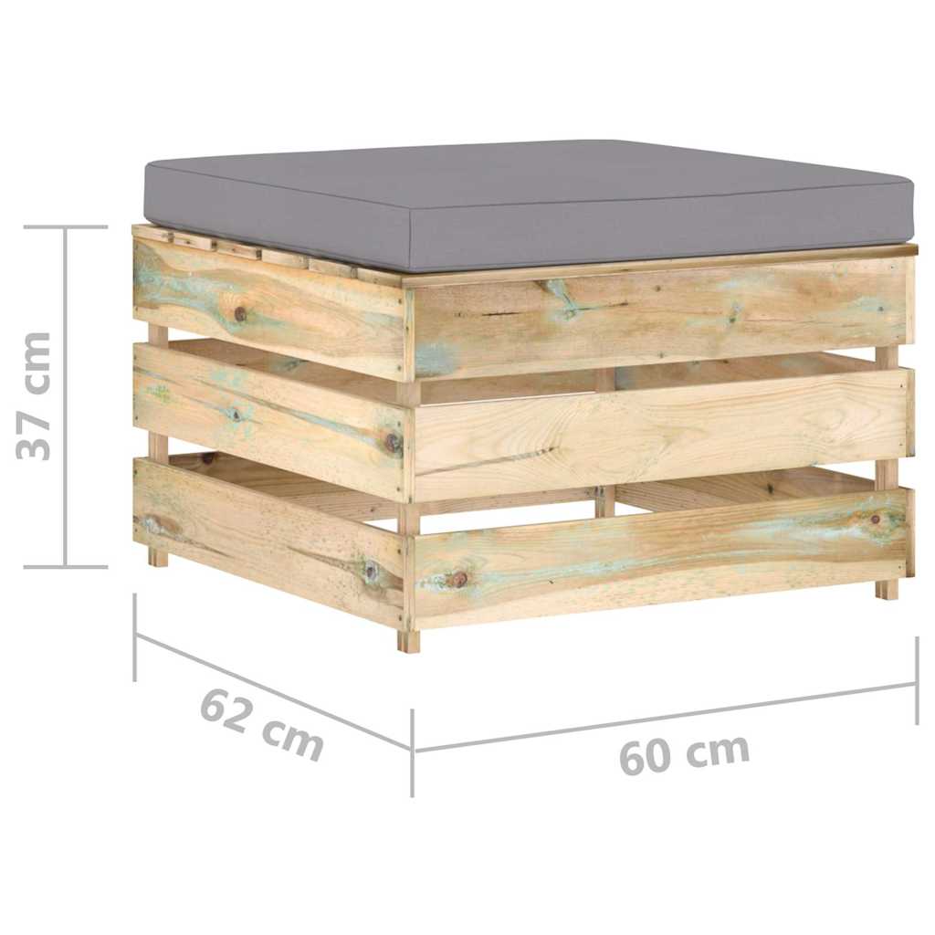Set Salotto da Giardino con Cuscini 5 pz Legno Impregnato Verde