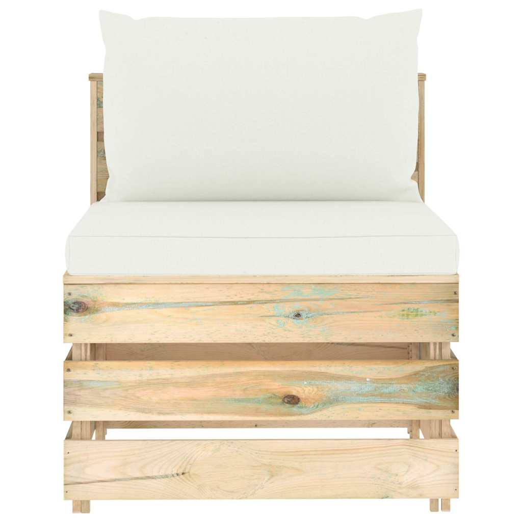 Set Salotto da Giardino con Cuscini 5 pz Legno Impregnato Verde