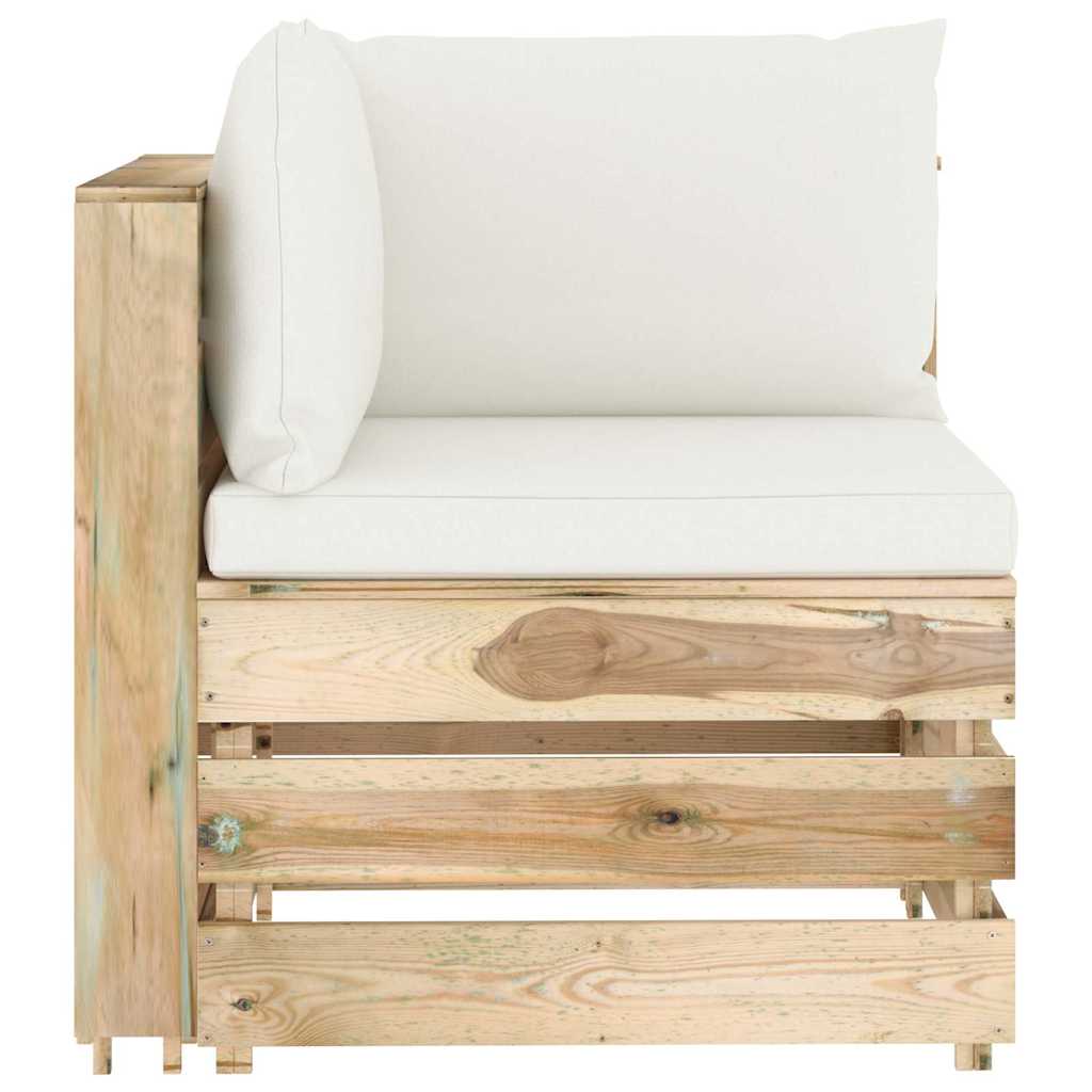 Set Salotto da Giardino con Cuscini 5 pz Legno Impregnato Verde