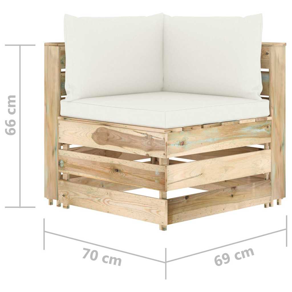 Set Salotto da Giardino con Cuscini 5 pz Legno Impregnato Verde