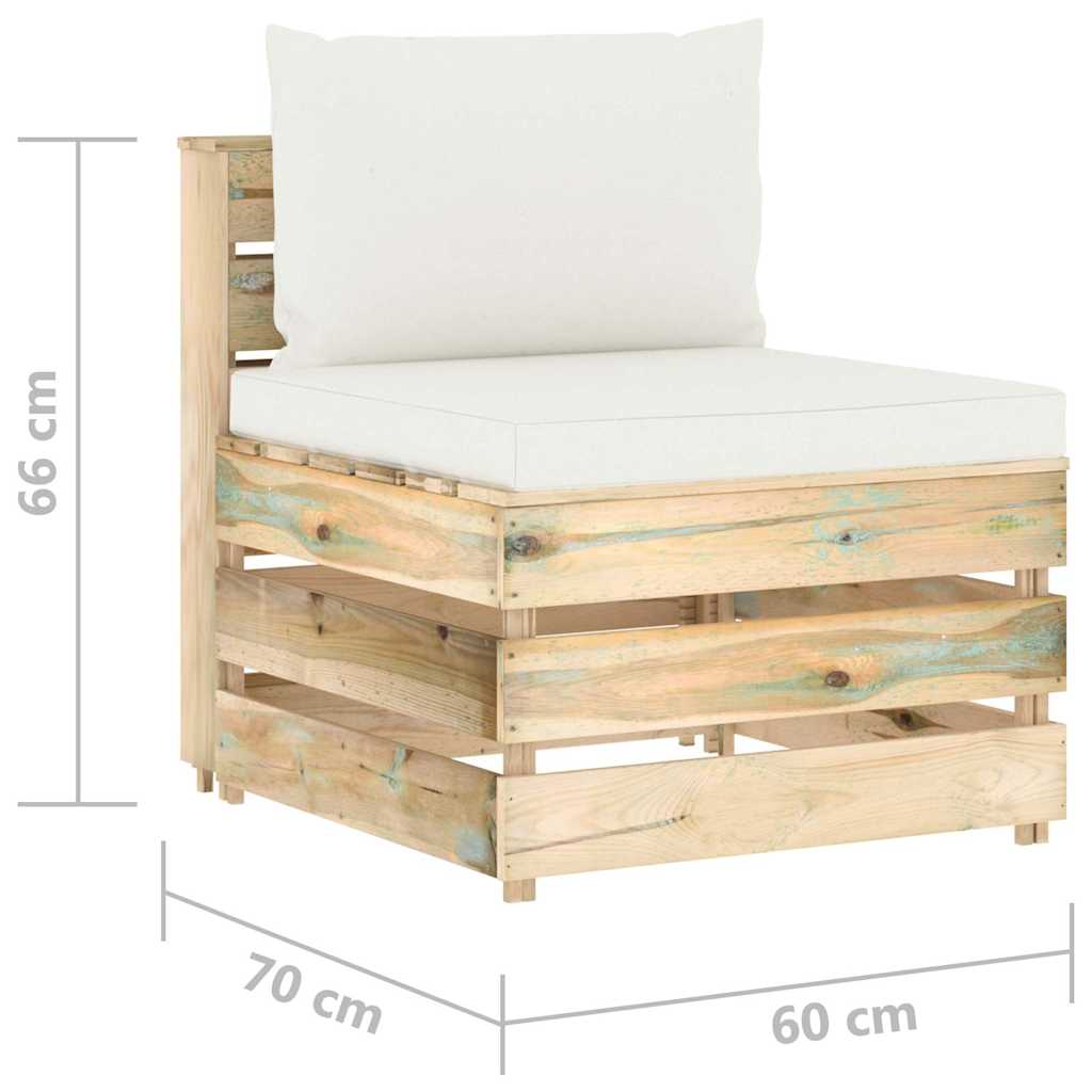 Set Salotto da Giardino con Cuscini 5 pz Legno Impregnato Verde