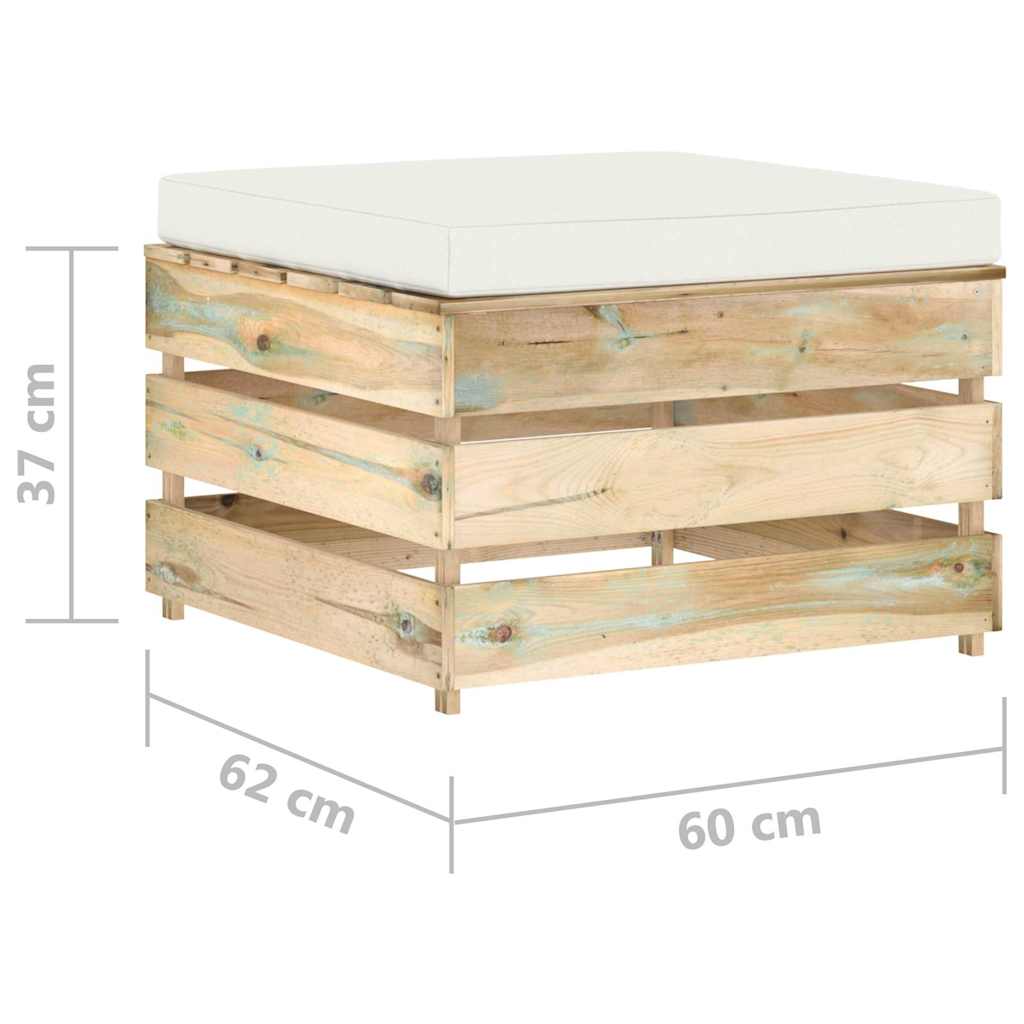 Set Salotto da Giardino con Cuscini 5 pz Legno Impregnato Verde