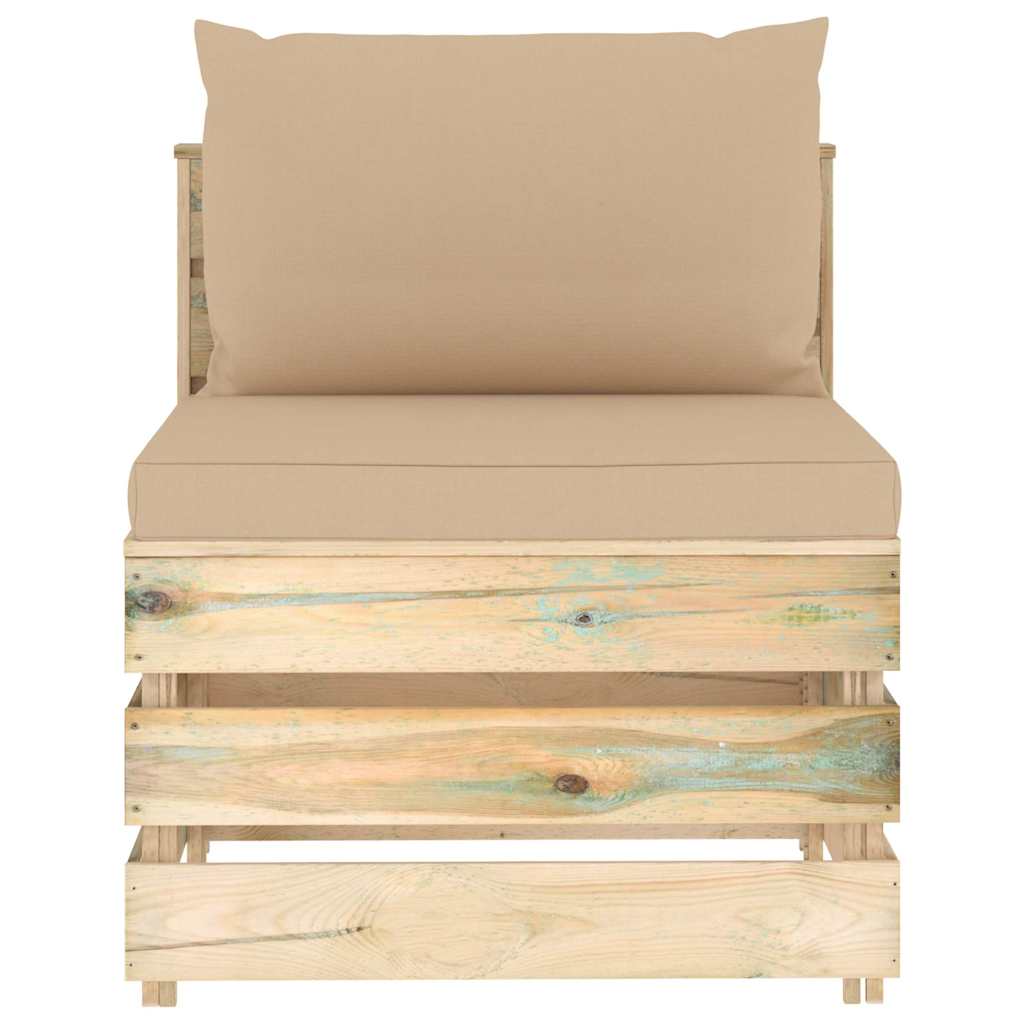 Set Salotto da Giardino con Cuscini 5 pz Legno Impregnato Verde