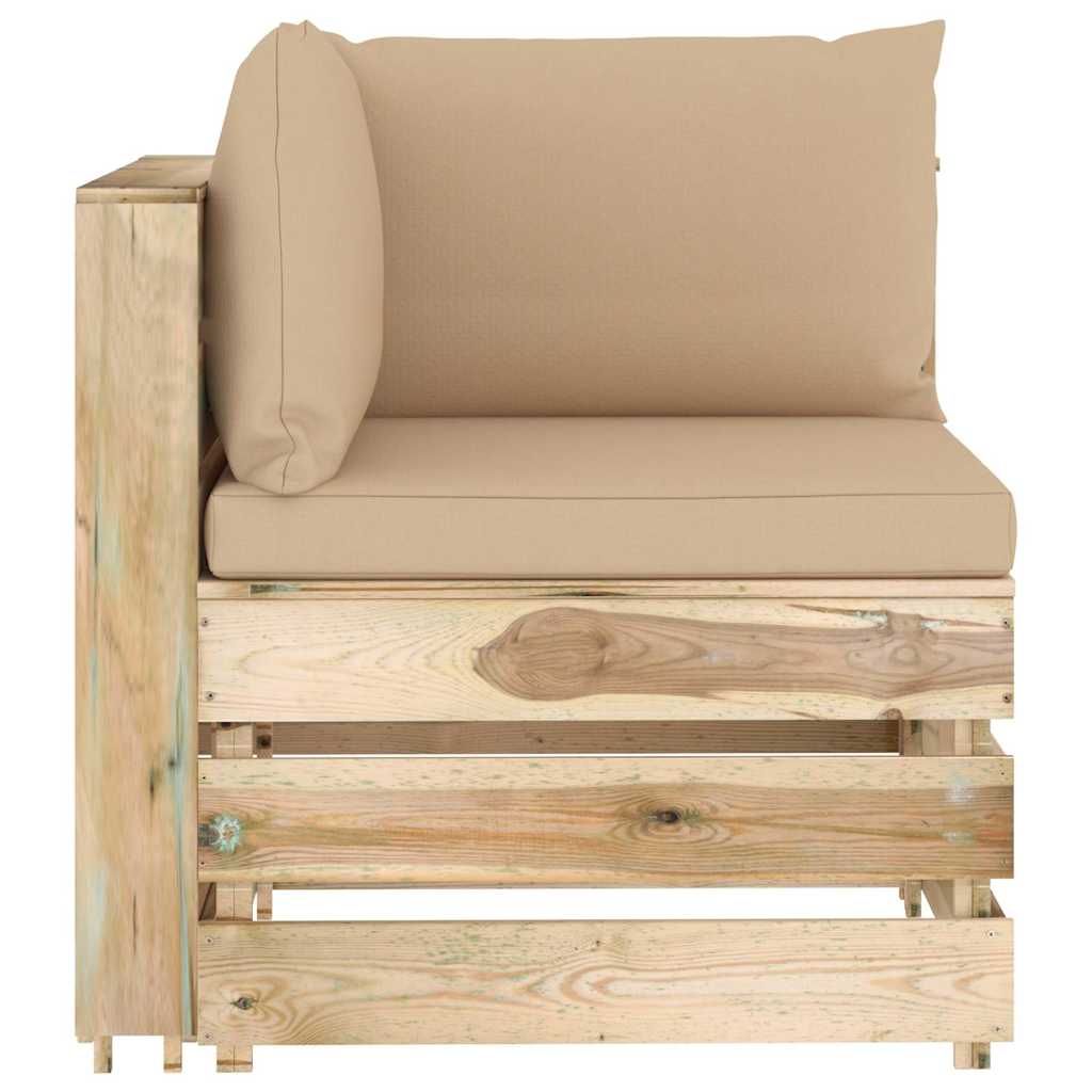 Set Salotto da Giardino con Cuscini 5 pz Legno Impregnato Verde