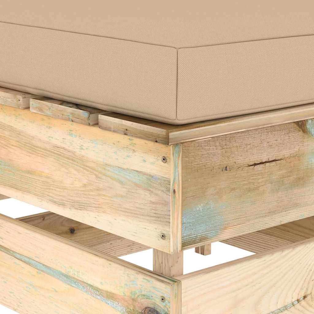 Set Salotto da Giardino con Cuscini 5 pz Legno Impregnato Verde