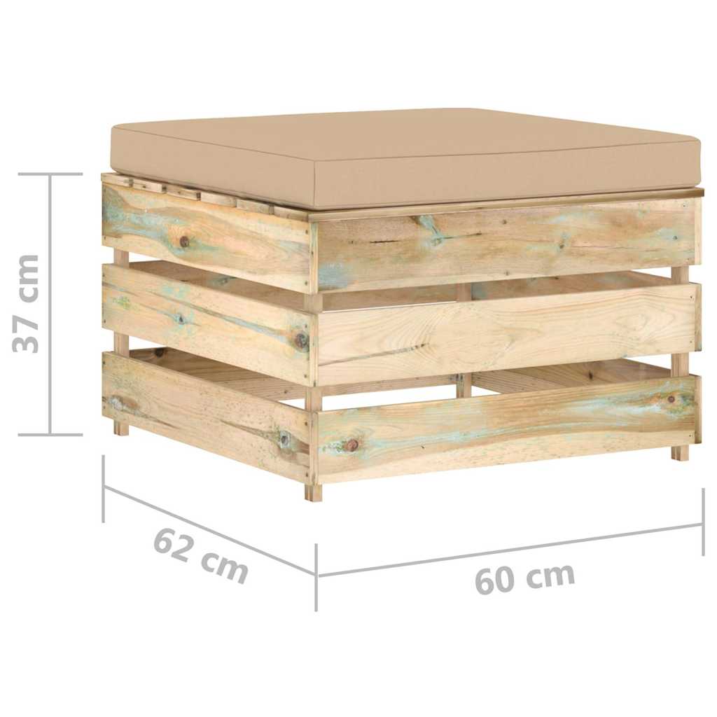 Set Salotto da Giardino con Cuscini 5 pz Legno Impregnato Verde
