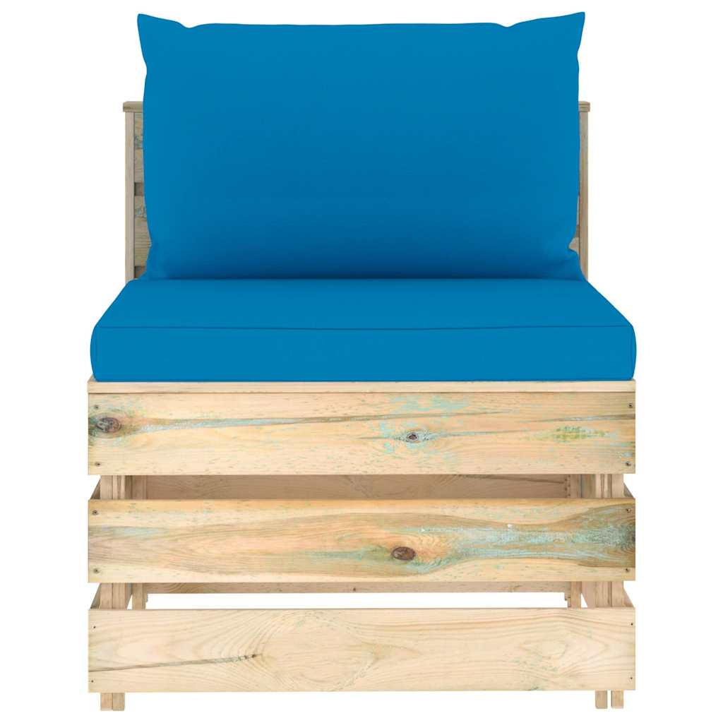 Set Salotto da Giardino con Cuscini 5 pz Legno Impregnato Verde