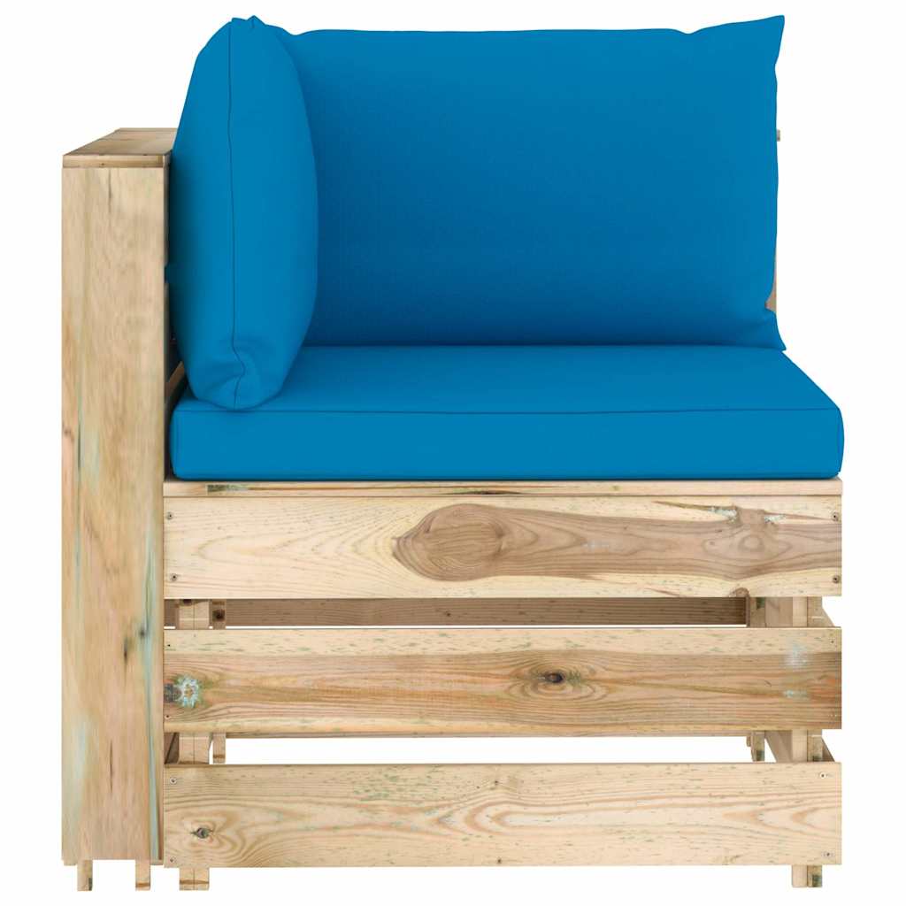 Set Salotto da Giardino con Cuscini 5 pz Legno Impregnato Verde