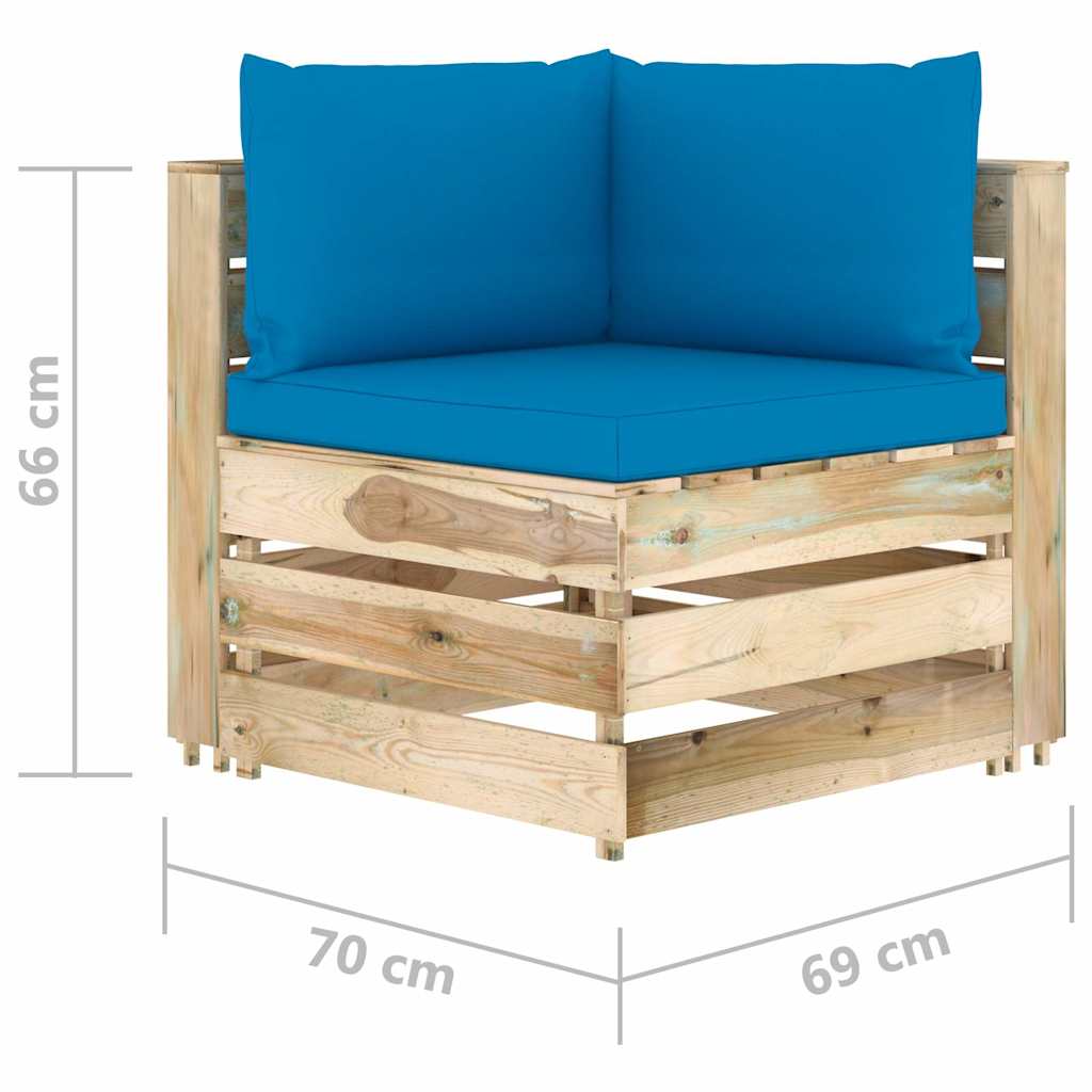 Set Salotto da Giardino con Cuscini 5 pz Legno Impregnato Verde