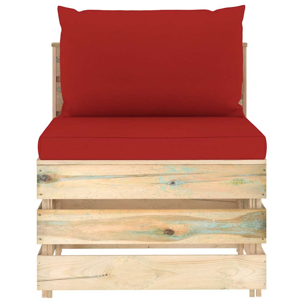 Set Salotto da Giardino con Cuscini 5 pz Legno Impregnato Verde