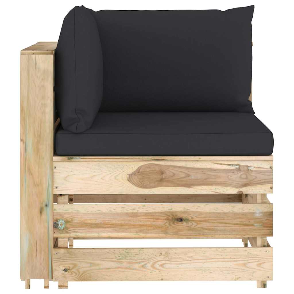 Set Salotto da Giardino con Cuscini 5 pz Legno Impregnato Verde