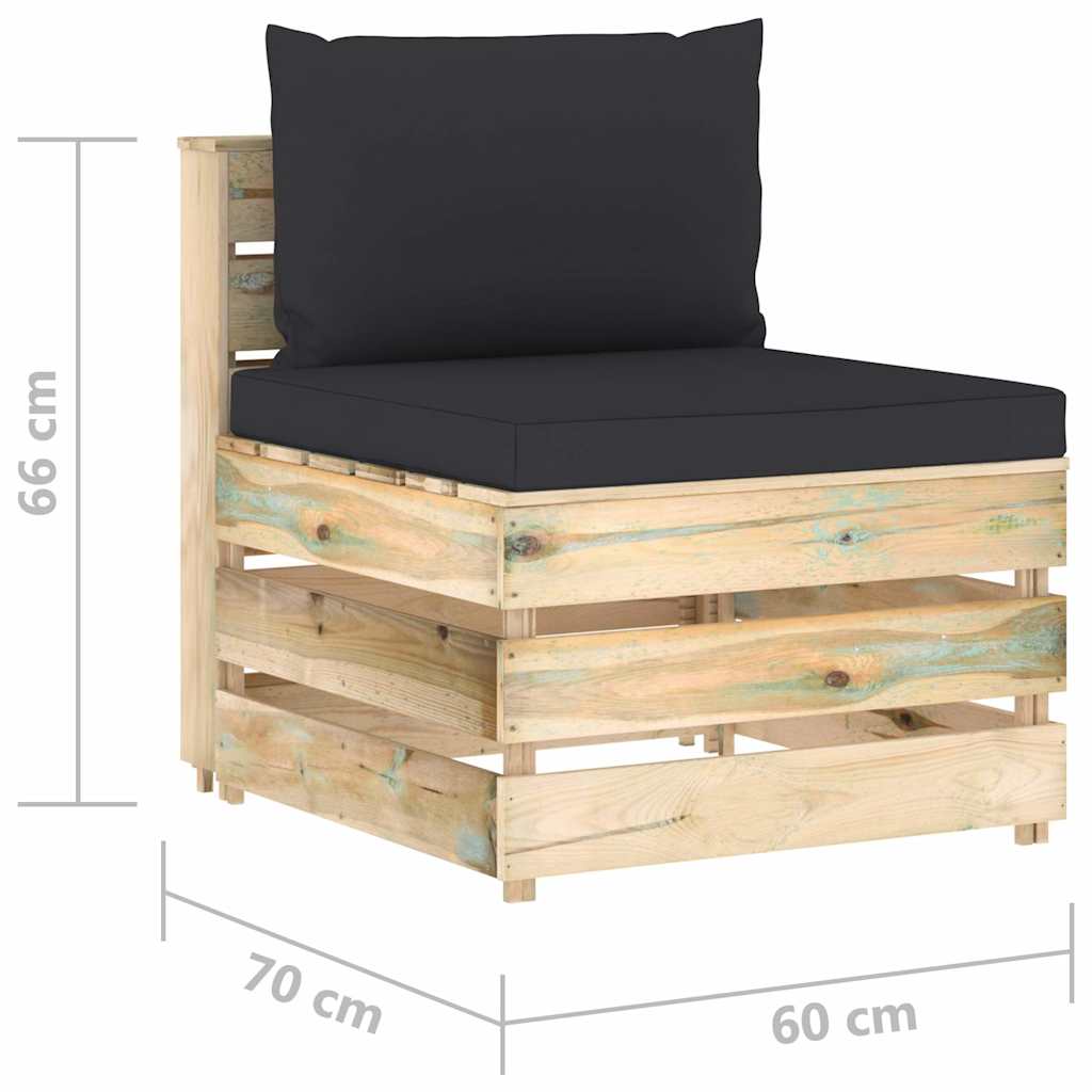 Set Salotto da Giardino con Cuscini 5 pz Legno Impregnato Verde