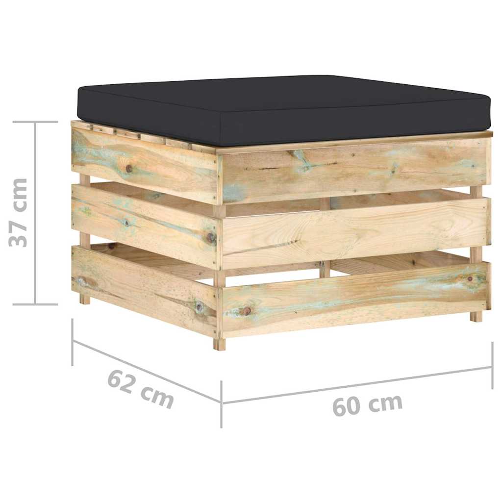 Set Salotto da Giardino con Cuscini 5 pz Legno Impregnato Verde