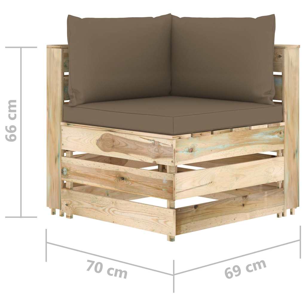 Set Divani da Giardino con Cuscini 5 pz Legno Impregnato Verde