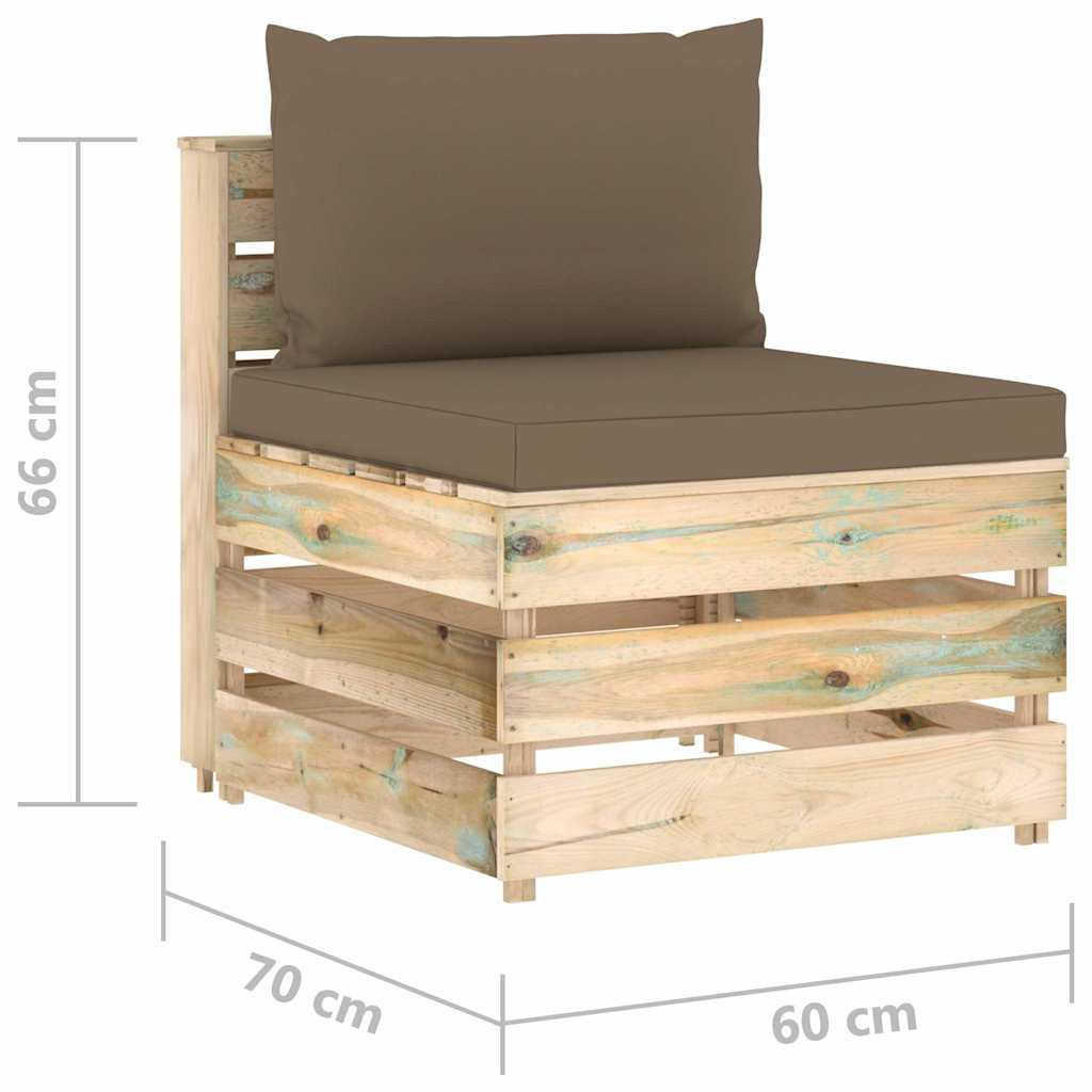 Set Divani da Giardino con Cuscini 5 pz Legno Impregnato Verde