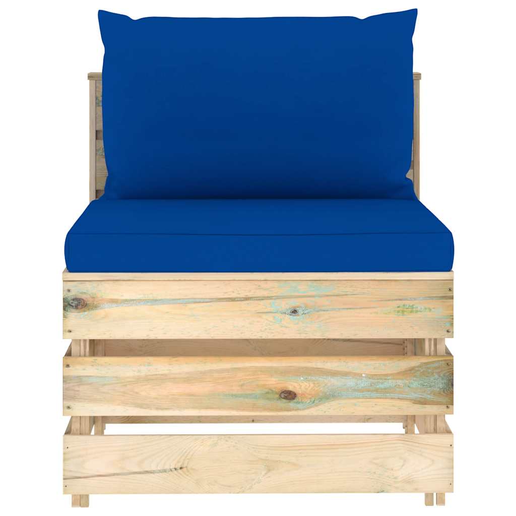 Set Salotto da Giardino con Cuscini 5 pz Legno Impregnato Verde