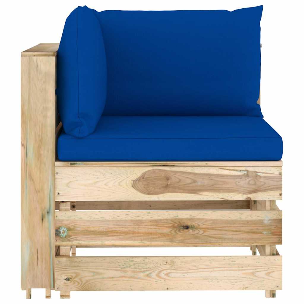 Set Salotto da Giardino con Cuscini 5 pz Legno Impregnato Verde