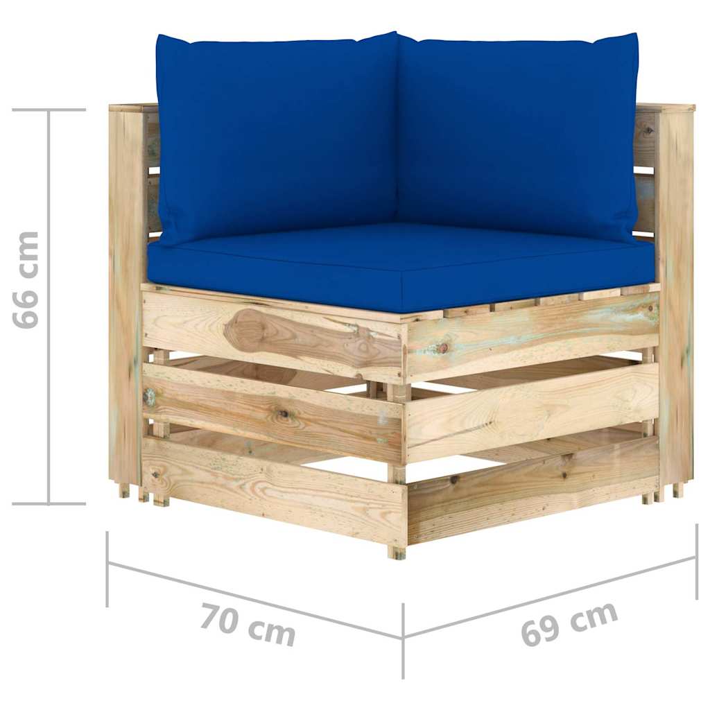Set Salotto da Giardino con Cuscini 5 pz Legno Impregnato Verde