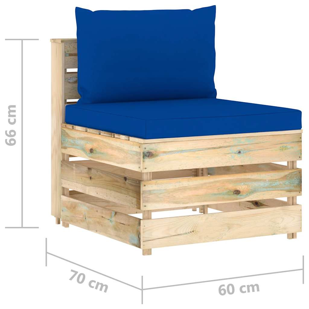 Set Salotto da Giardino con Cuscini 5 pz Legno Impregnato Verde