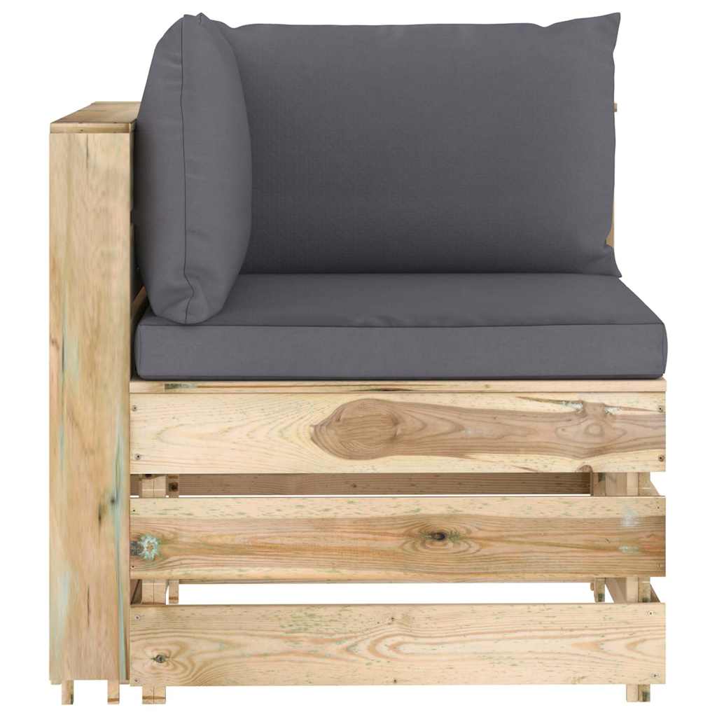 Set Salotto da Giardino con Cuscini 5 pz Legno Impregnato Verde