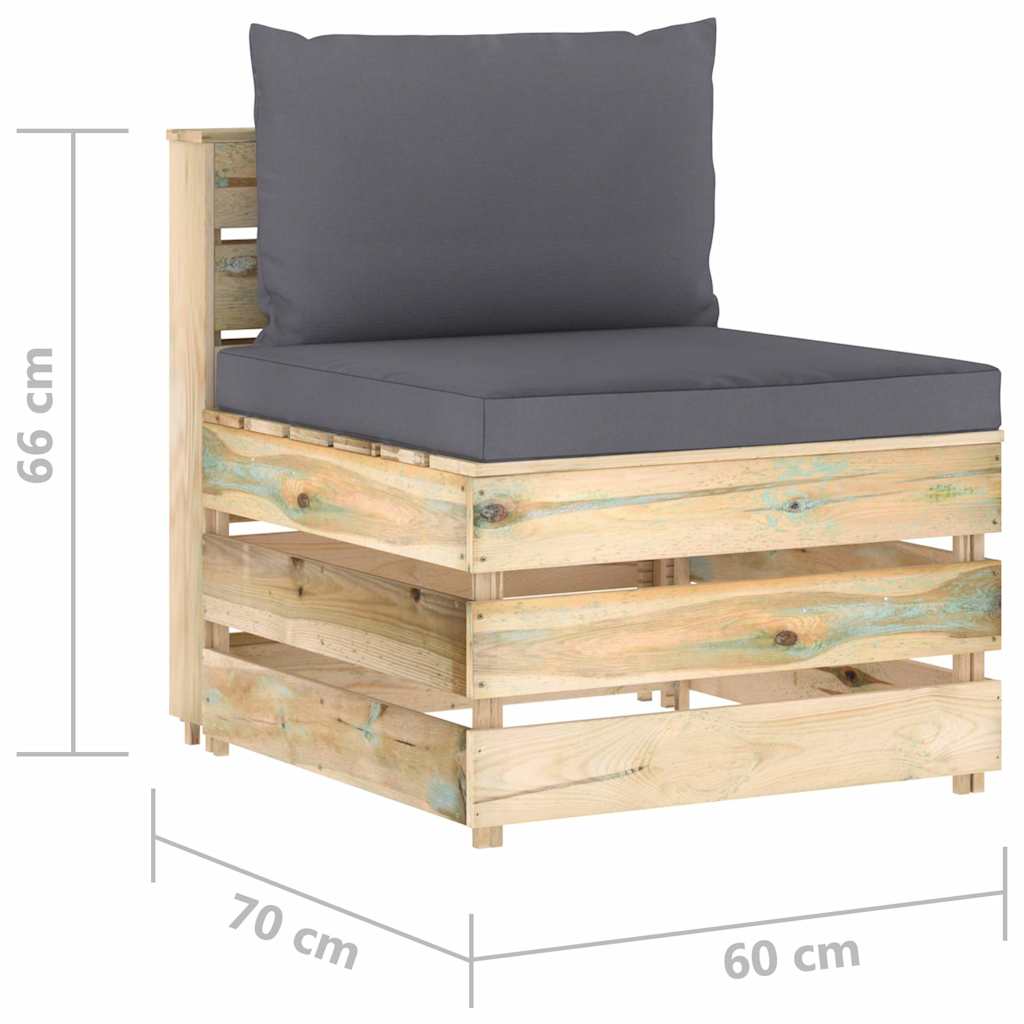 Set Salotto da Giardino con Cuscini 5 pz Legno Impregnato Verde