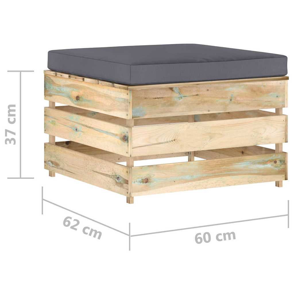 Set Salotto da Giardino con Cuscini 5 pz Legno Impregnato Verde