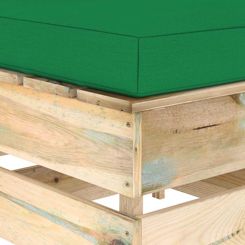 Set Salotto da Giardino con Cuscini 5 pz Legno Impregnato Verde