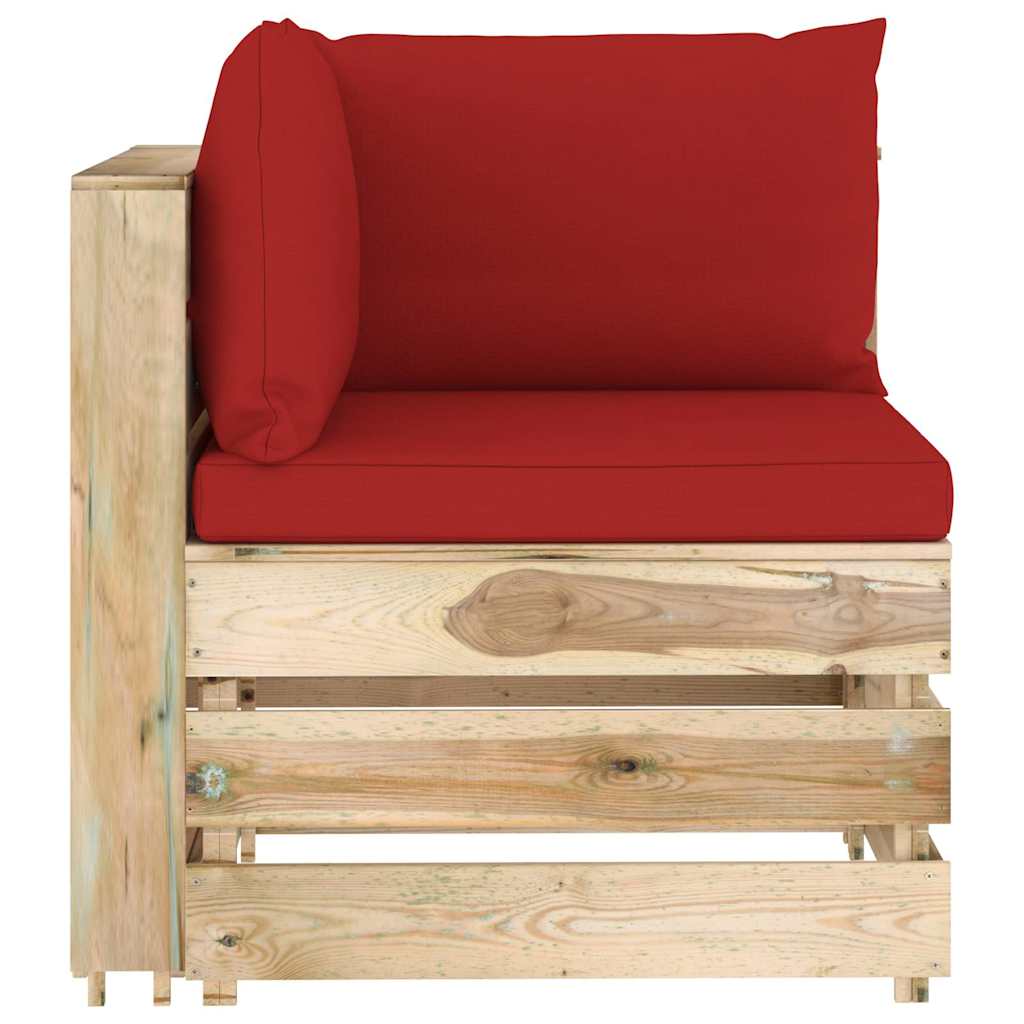 Set Salotto da Giardino con Cuscini 5 pz Legno Impregnato Verde