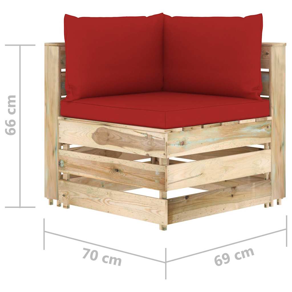 Set Salotto da Giardino con Cuscini 5 pz Legno Impregnato Verde