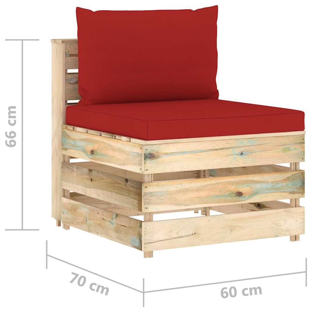 Set Salotto da Giardino con Cuscini 5 pz Legno Impregnato Verde