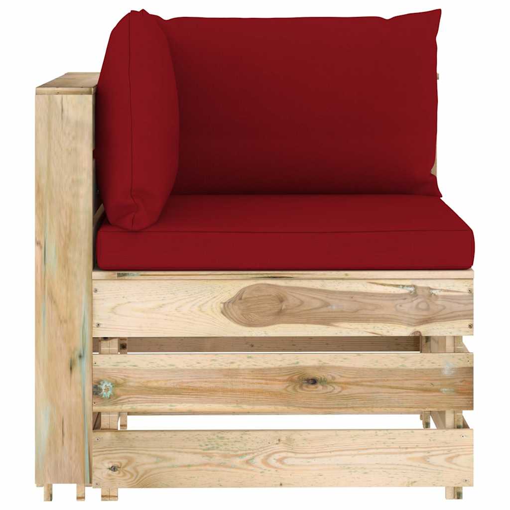 Set Salotto da Giardino con Cuscini 5 pz Legno Impregnato Verde