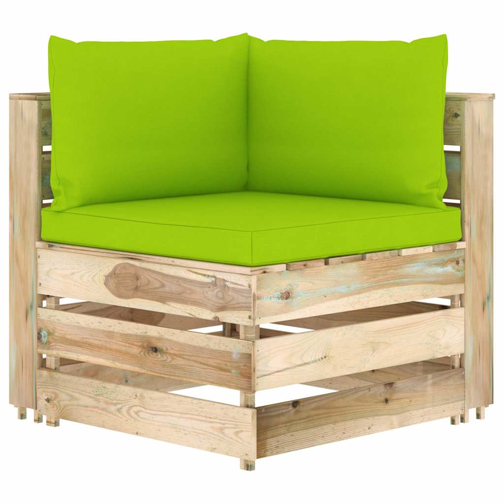 Set Salotto da Giardino con Cuscini 5 pz Legno Impregnato Verde