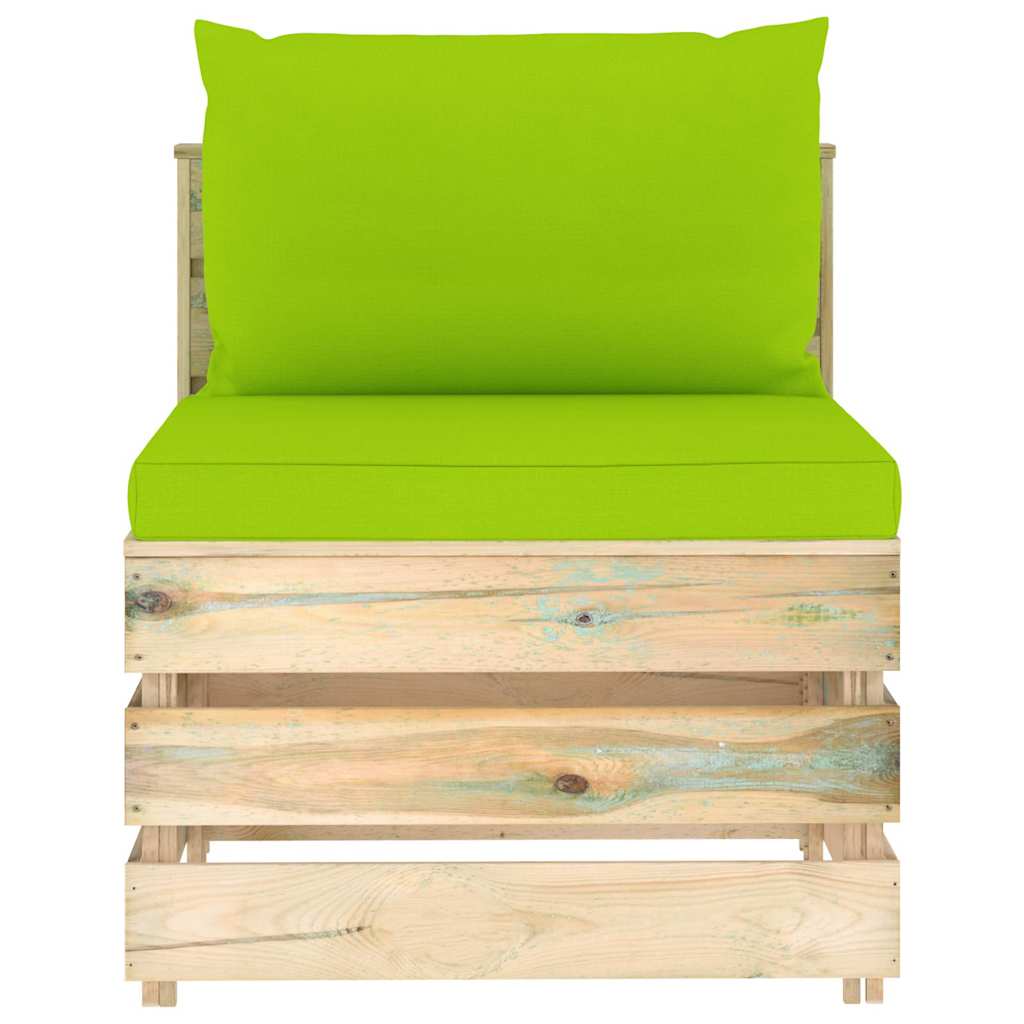 Set Salotto da Giardino con Cuscini 5 pz Legno Impregnato Verde
