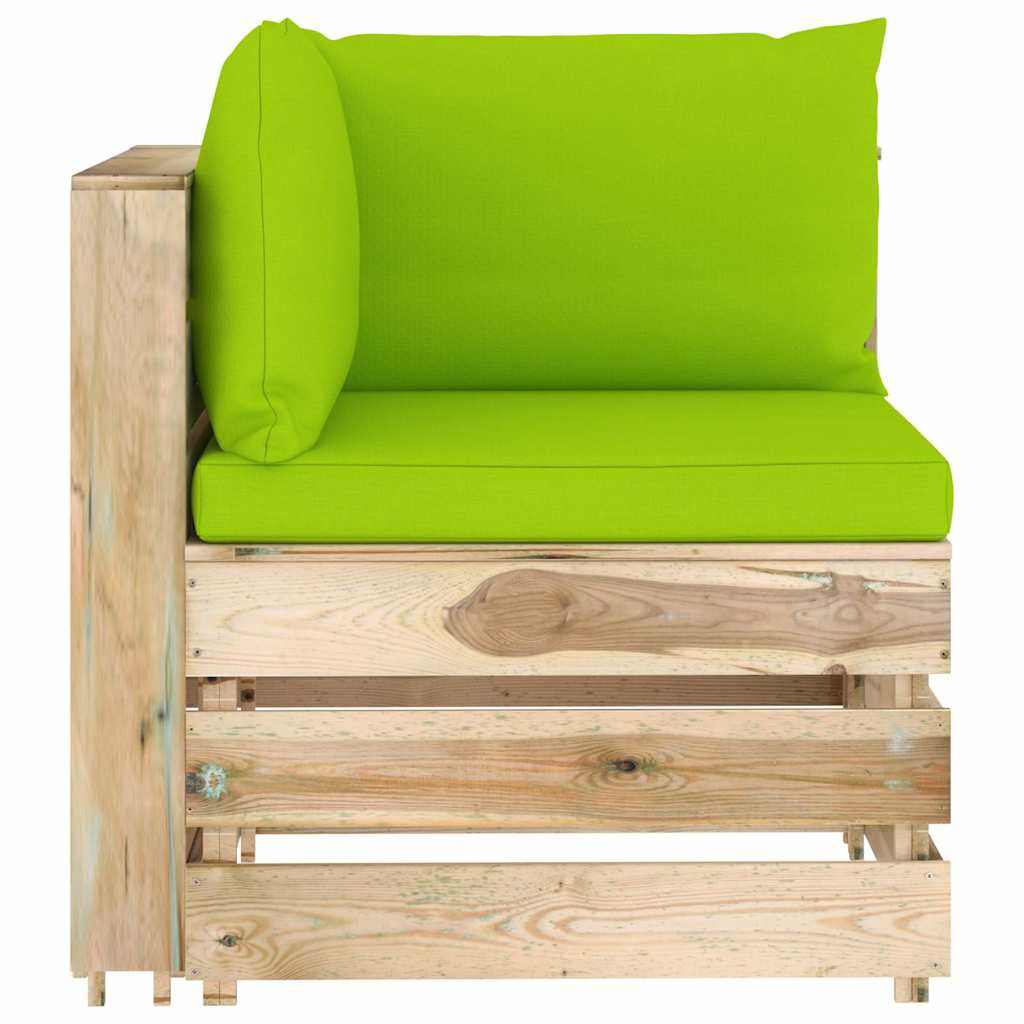 Set Salotto da Giardino con Cuscini 5 pz Legno Impregnato Verde