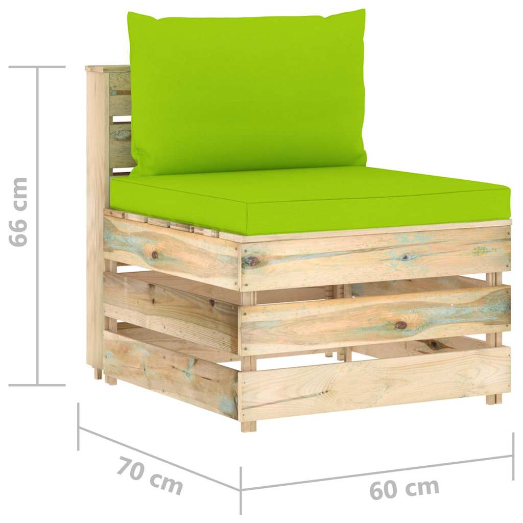 Set Salotto da Giardino con Cuscini 5 pz Legno Impregnato Verde