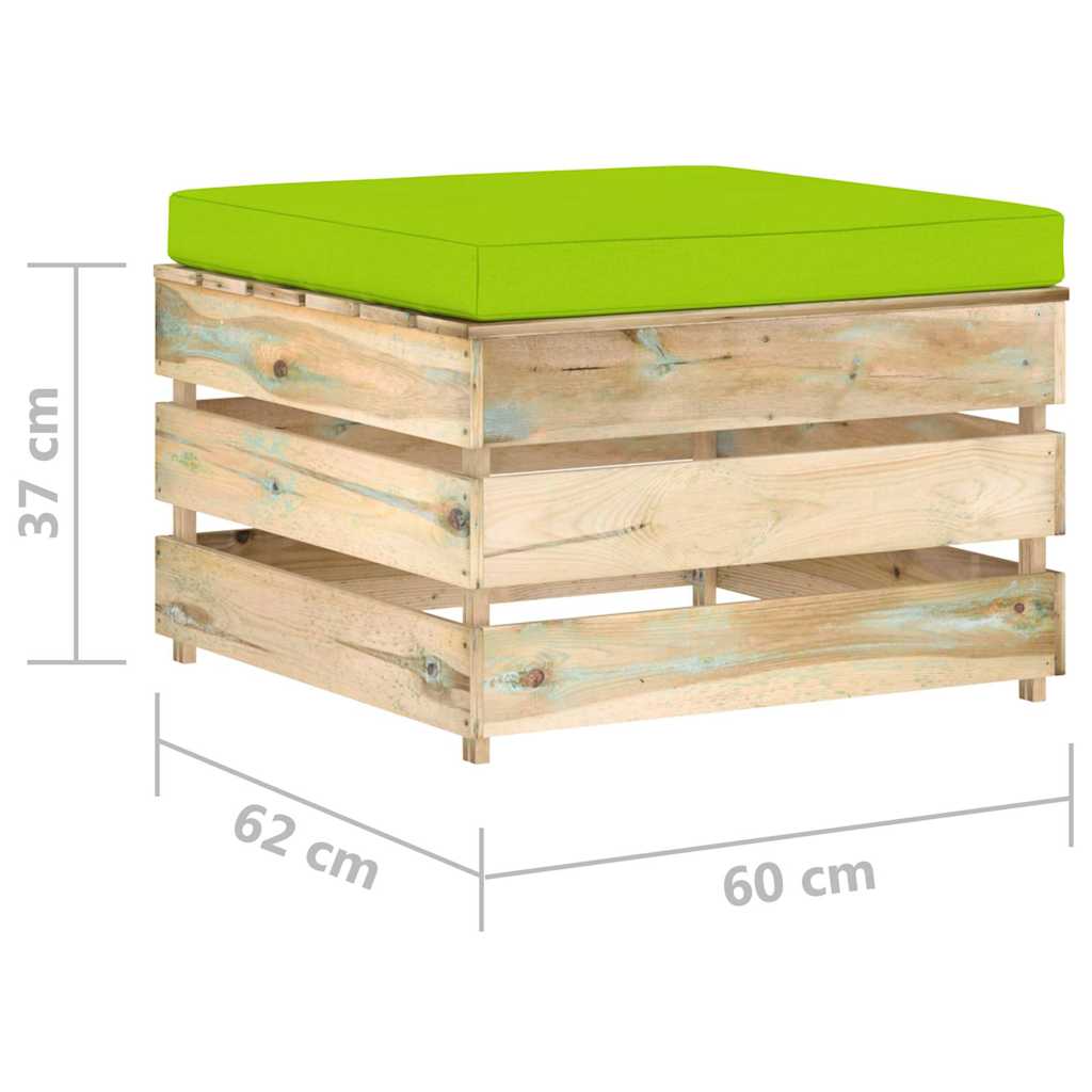 Set Salotto da Giardino con Cuscini 5 pz Legno Impregnato Verde