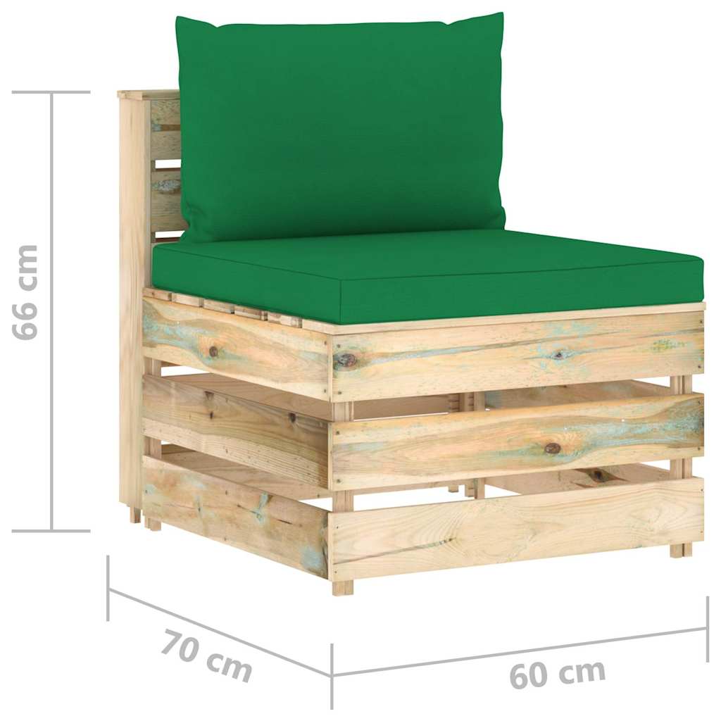 Set Divani da Giardino con Cuscini 6 pz Legno Impregnato Verde