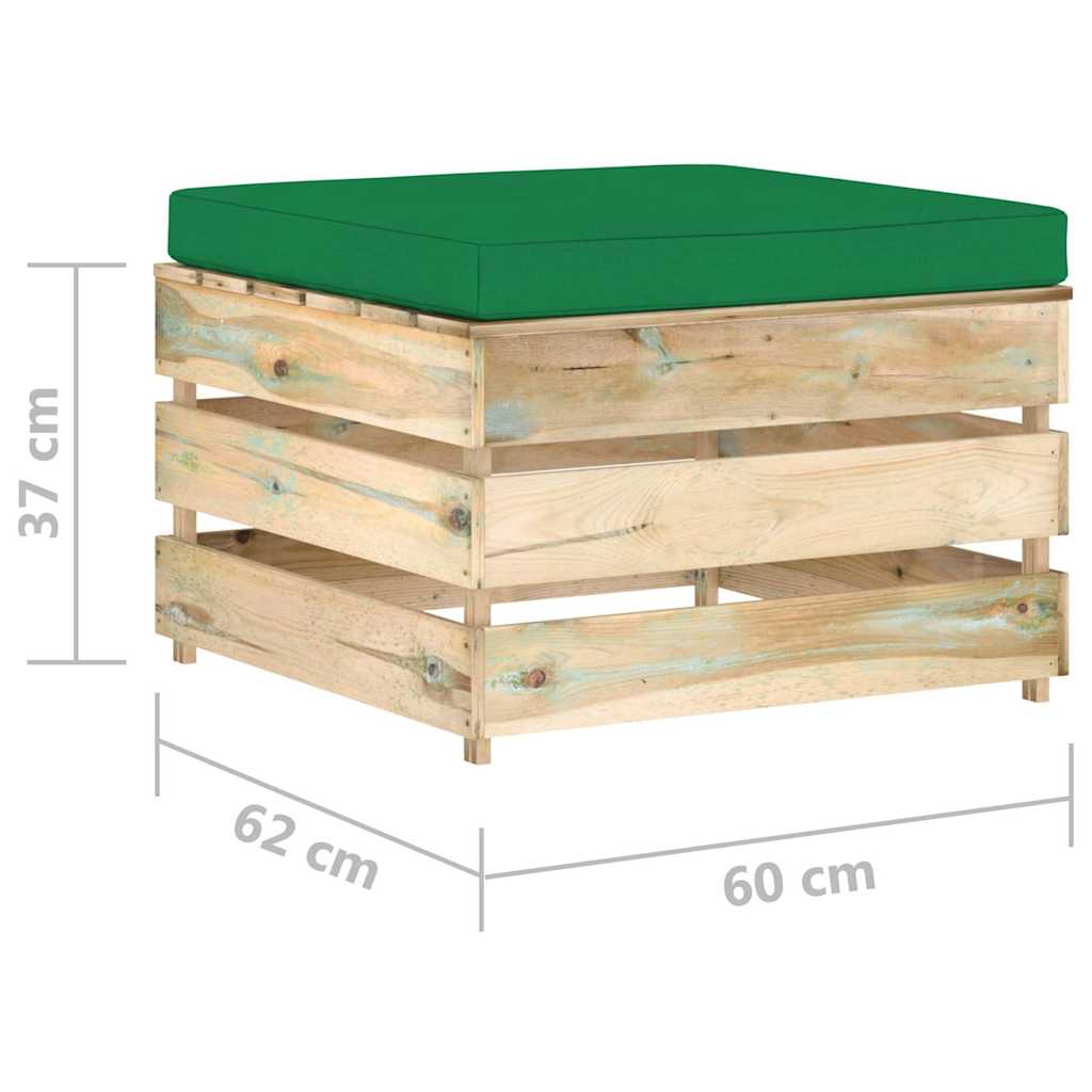 Set Divani da Giardino con Cuscini 6 pz Legno Impregnato Verde