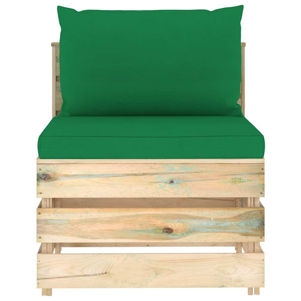 Set Salotto da Giardino con Cuscini 6 pz Legno Impregnato Verde