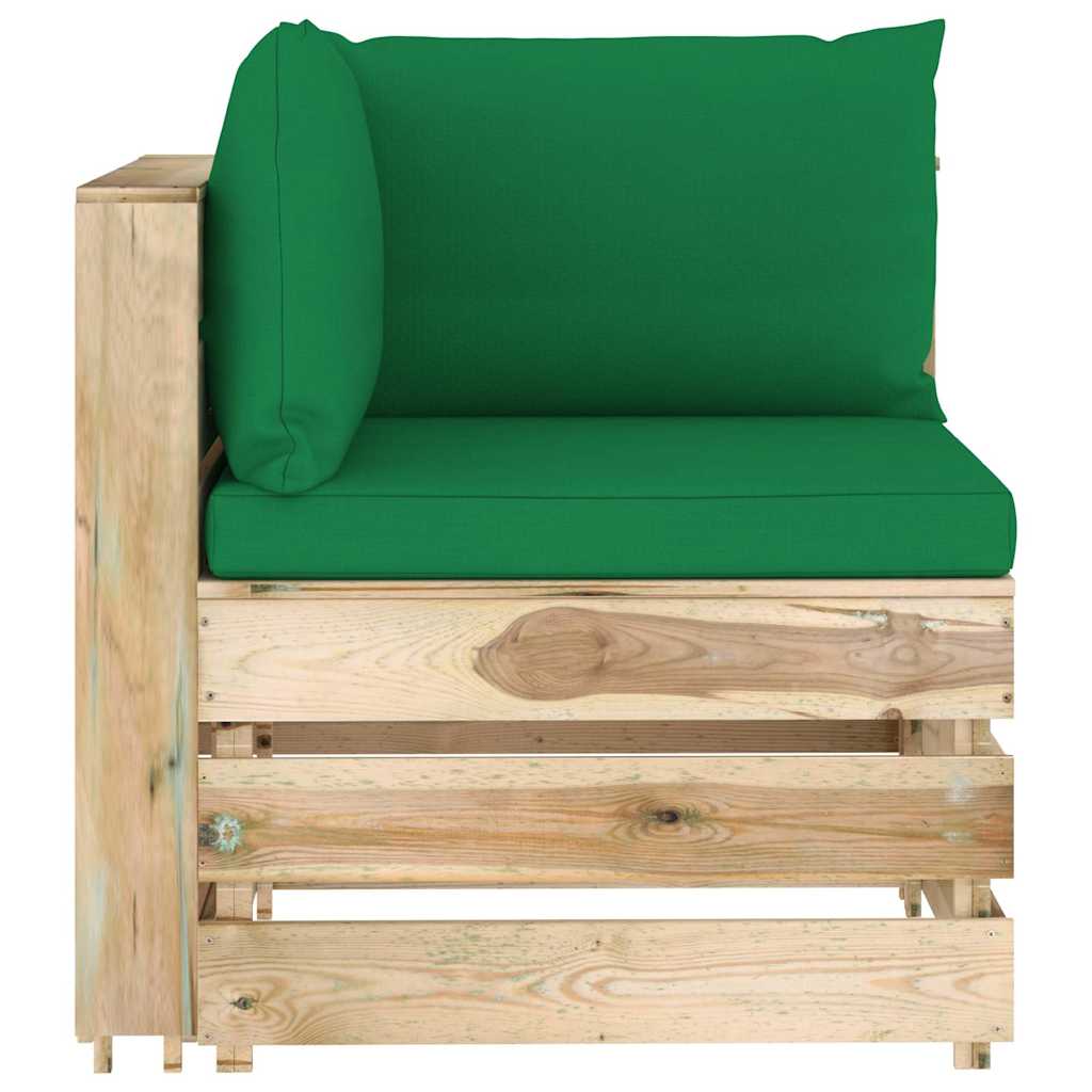Set Salotto da Giardino con Cuscini 6 pz Legno Impregnato Verde