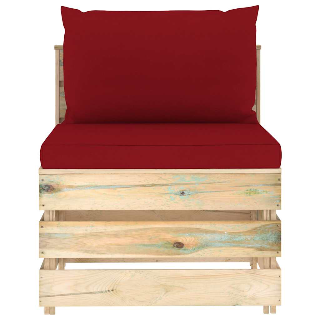 Set Salotto da Giardino con Cuscini 6 pz Legno Impregnato Verde