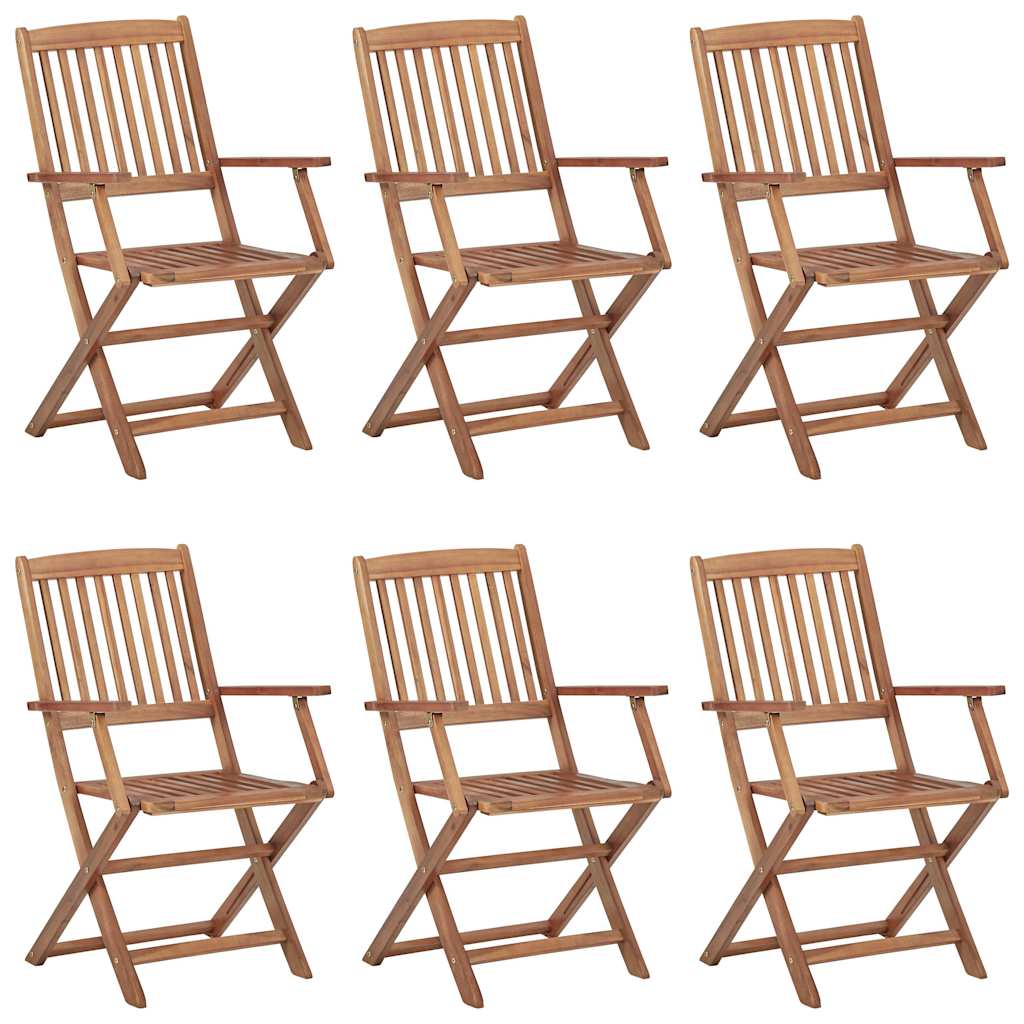 Sedie Pieghevoli 6 pz con Cuscini Massello Acacia