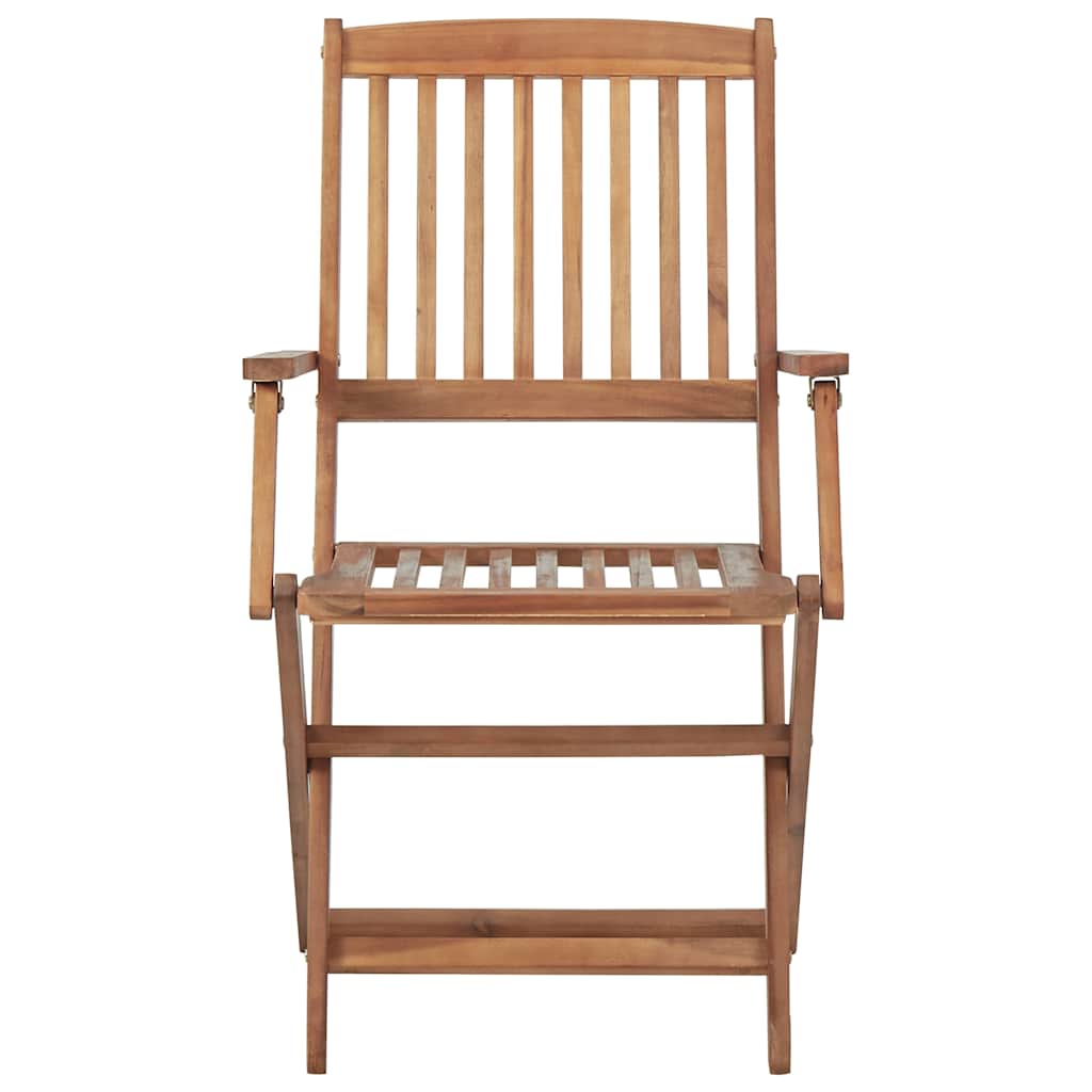 Sedie pieghevoli con cuscini, set da 6 pezzi, in legno massello di acacia.