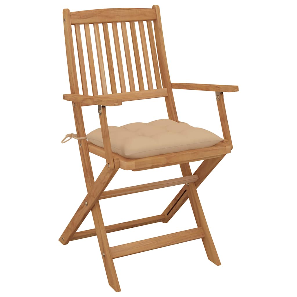 Sedie Pieghevoli 6 pz con Cuscini Massello Acacia