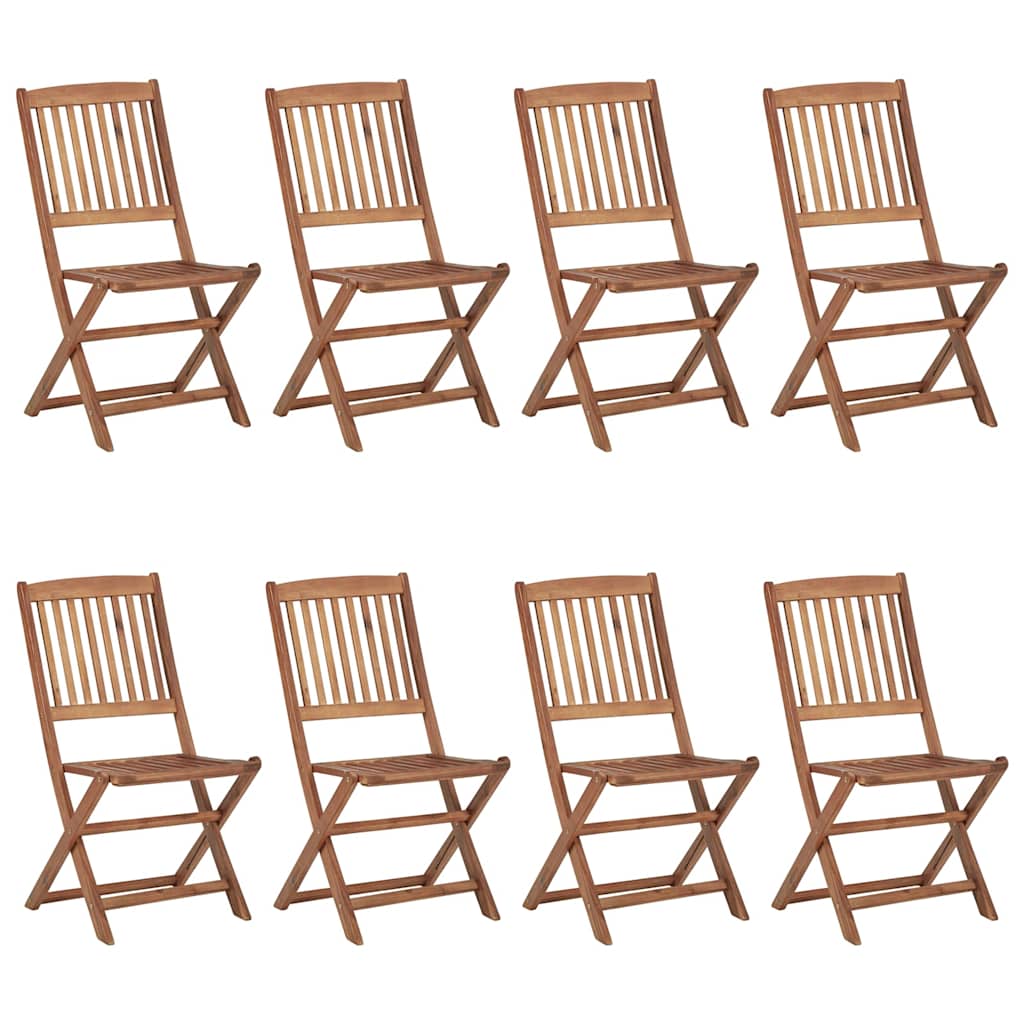 Set di 8 sedie pieghevoli con cuscini in legno massello di acacia