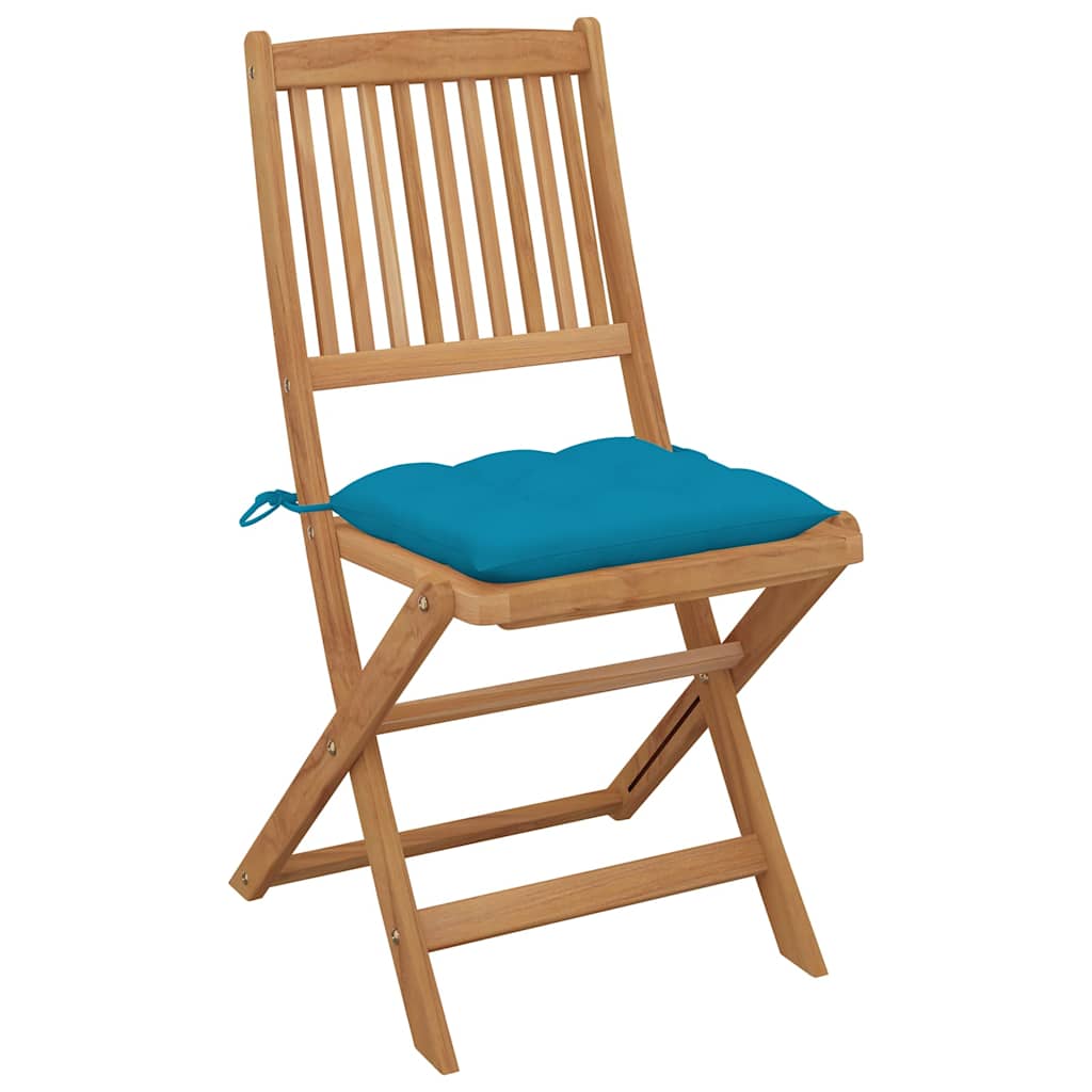Sedie pieghevoli con cuscini, 8 pezzi, in legno massello di acacia