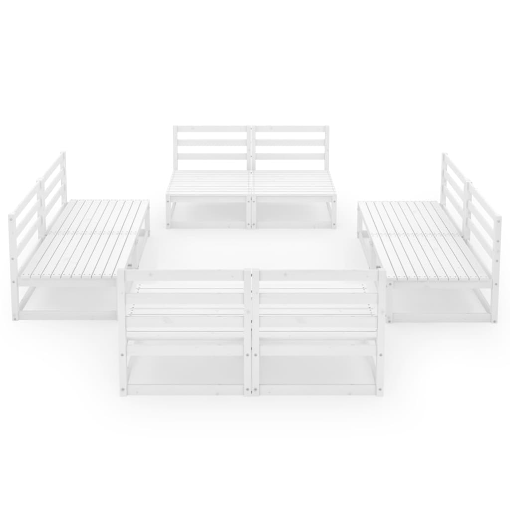 Set Divani da Giardino 8 pz Bianco in Legno Massello di Pino