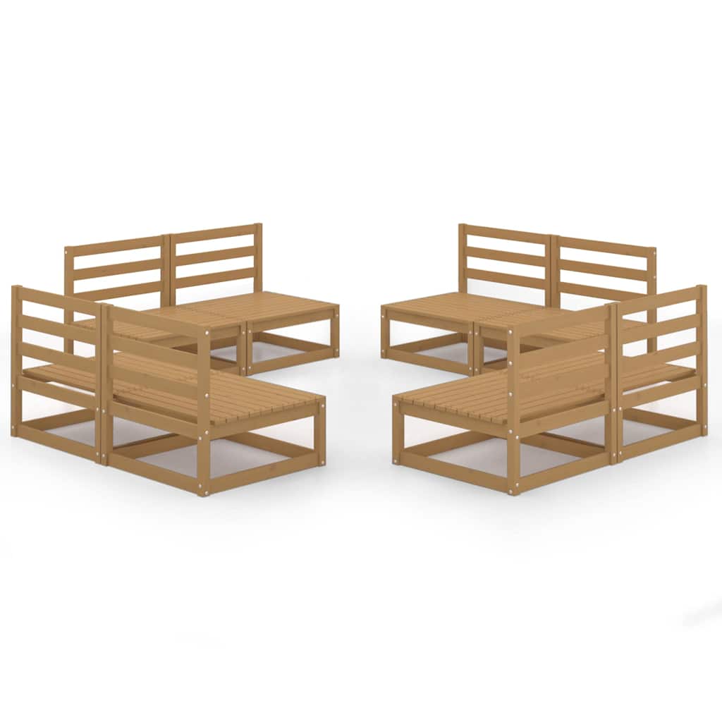 Set Salotto da Giardino 8pz Marrone Ambra Legno Massello Pino